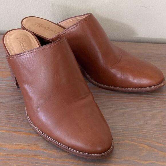Madewell Mule Womens Size 9 Brown Leather Harper Slide Block Heel Shoes - Picture 2 of 8